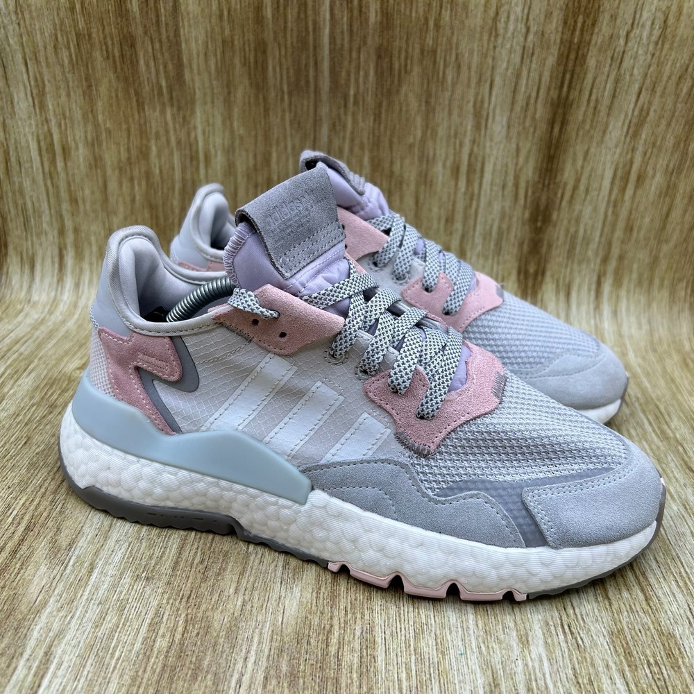 Adidas Nite Jogger Women's Size 7.5 Gray Pink Tint Sneakers‎ Shoes Casual FV1328